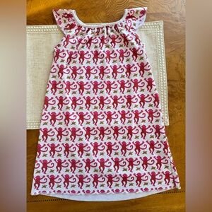 roller rabbit girls marina monkey printed dress/nightgown size 6